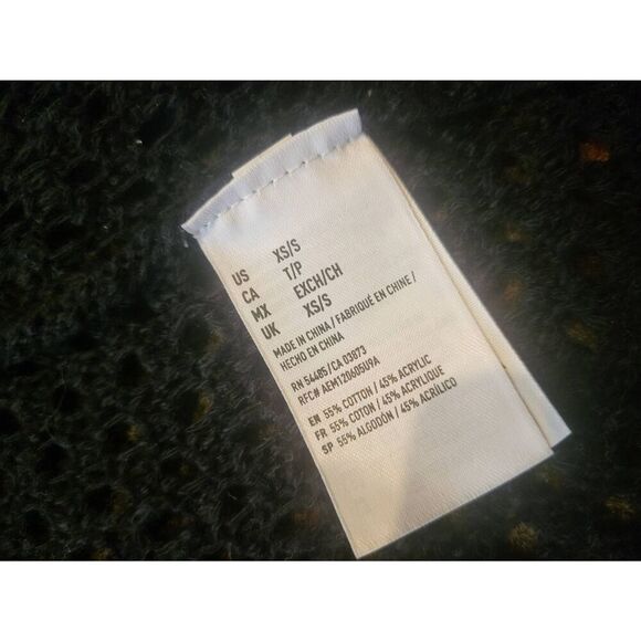 NWT American Eagle Cardigan Women's Small Black Crochet Fringe Boho Open Knit - Picture 7 of 7